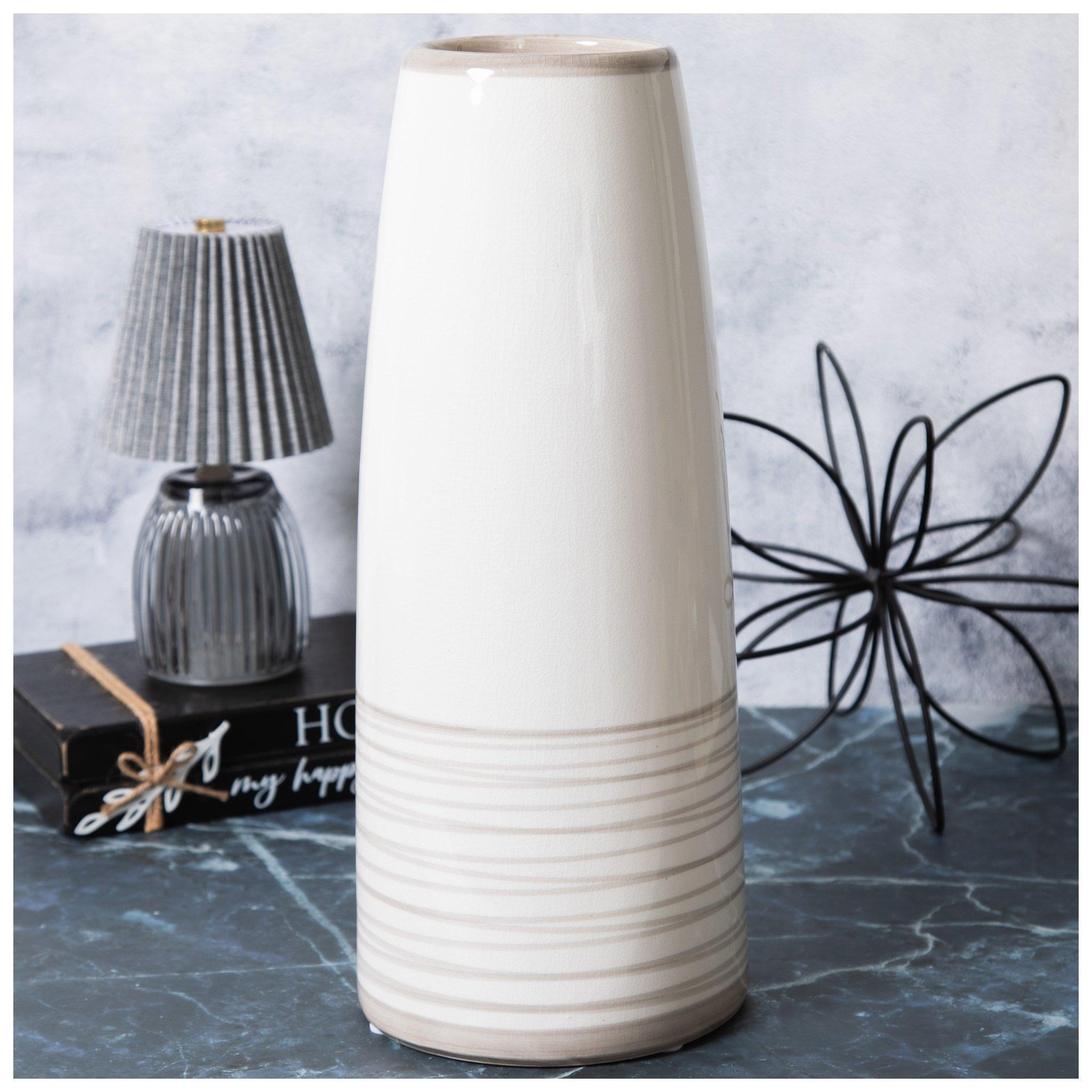 White & Gray Crackled Striped Vase | Hobby Lobby | 1589555
