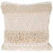 Natural & White Fringe Pillow Cover