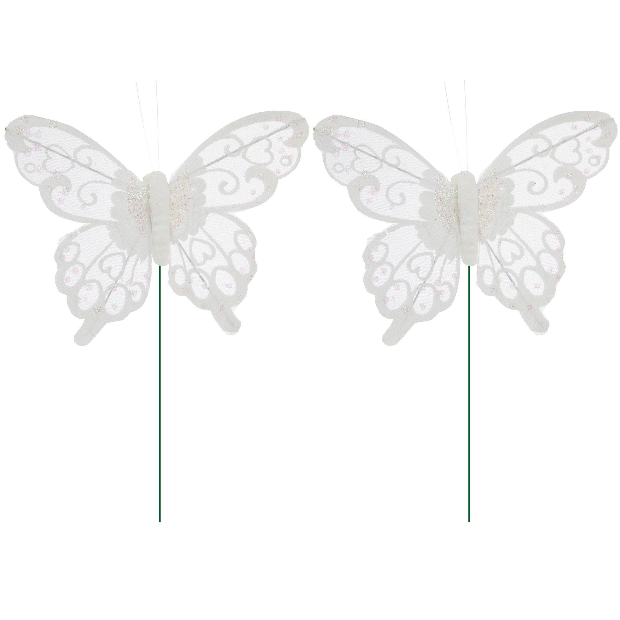 White Glitter Mesh Butterflies | Hobby Lobby | 1595552