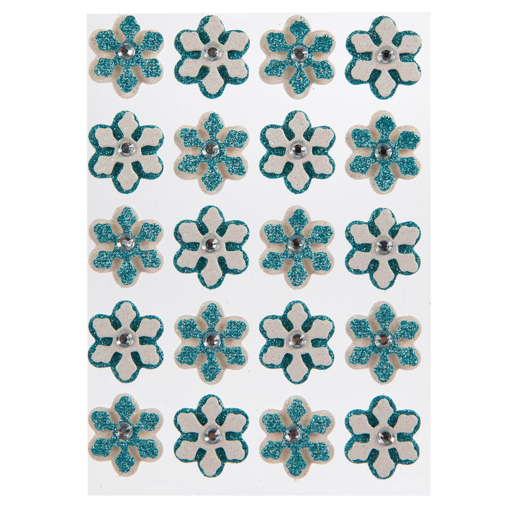 3-D White Glitter Snowflake Stickers