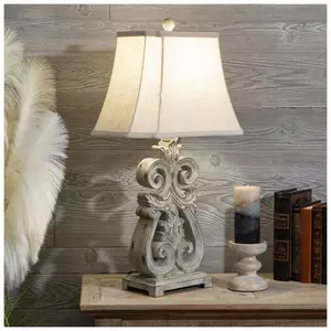 Gray Vintage Scrollwork Table Lamp