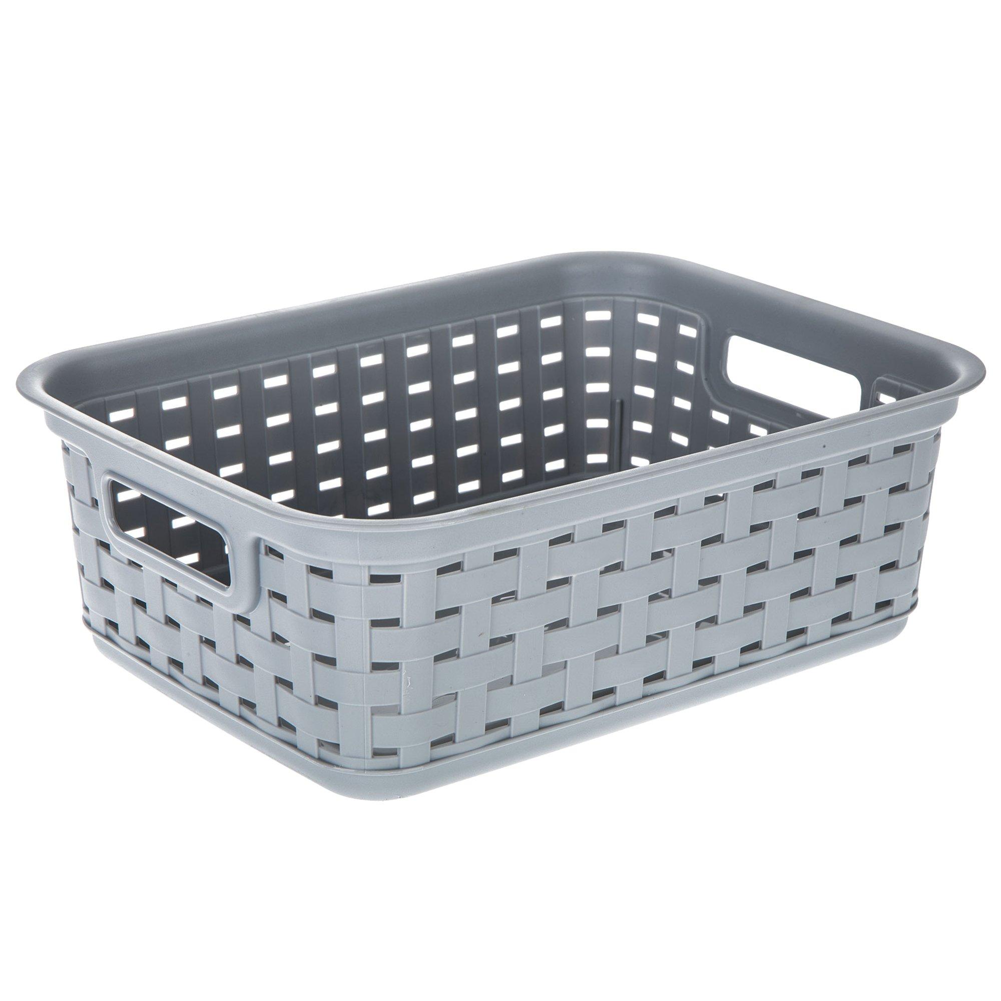 Yarebest Plastic Storage Bins, Small Basket, 6 Pack Grey Baskets