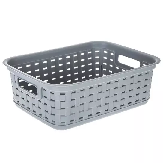Sterilite Short Weave Grey Cement Basket