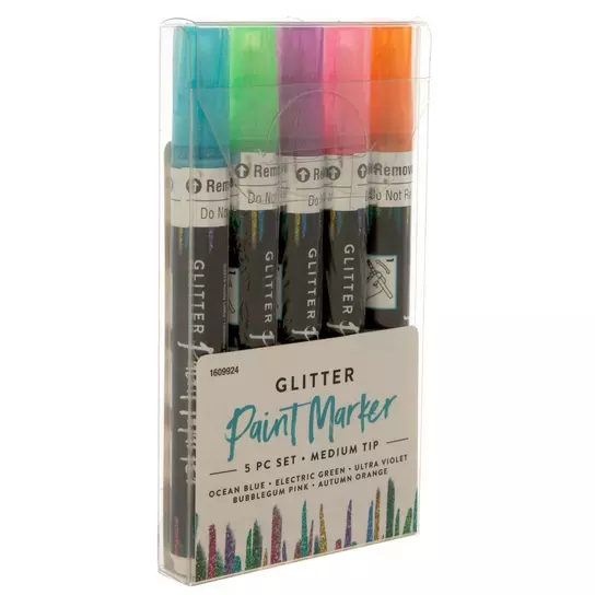 Glitter Paint Markers - 5 Piece Set, Hobby Lobby