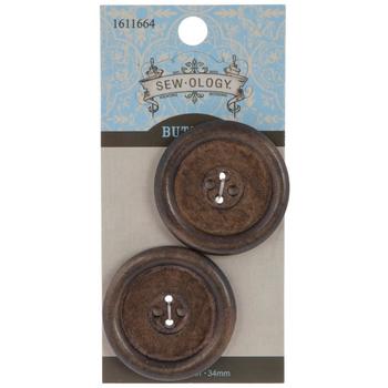 Brown Wood Buttons  34mm