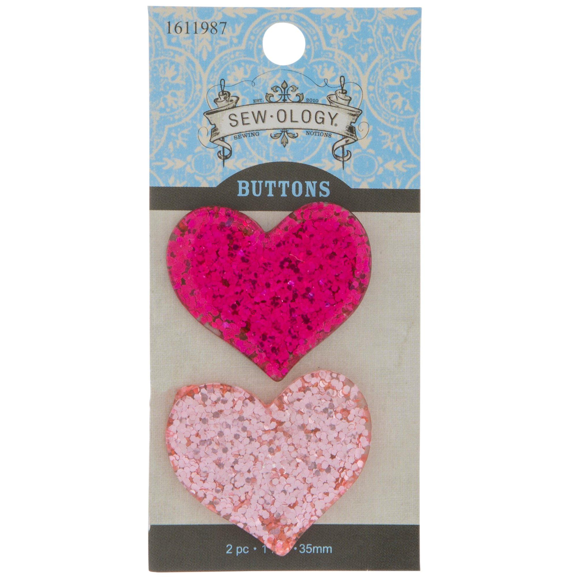 Glitter Heart Shank Buttons - 35mm | Hobby Lobby | 1611987