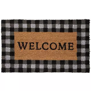 Black & White Buffalo Check Personalized Doormat 18x27