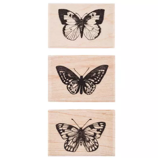 Back of Card Hand Made By Custom Rubber Stamp Wood Block Butterfly