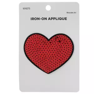  Ximkee Pack of 10 Shiny Heart Sequins Iron on Applique  Embroidered Patches-Pink