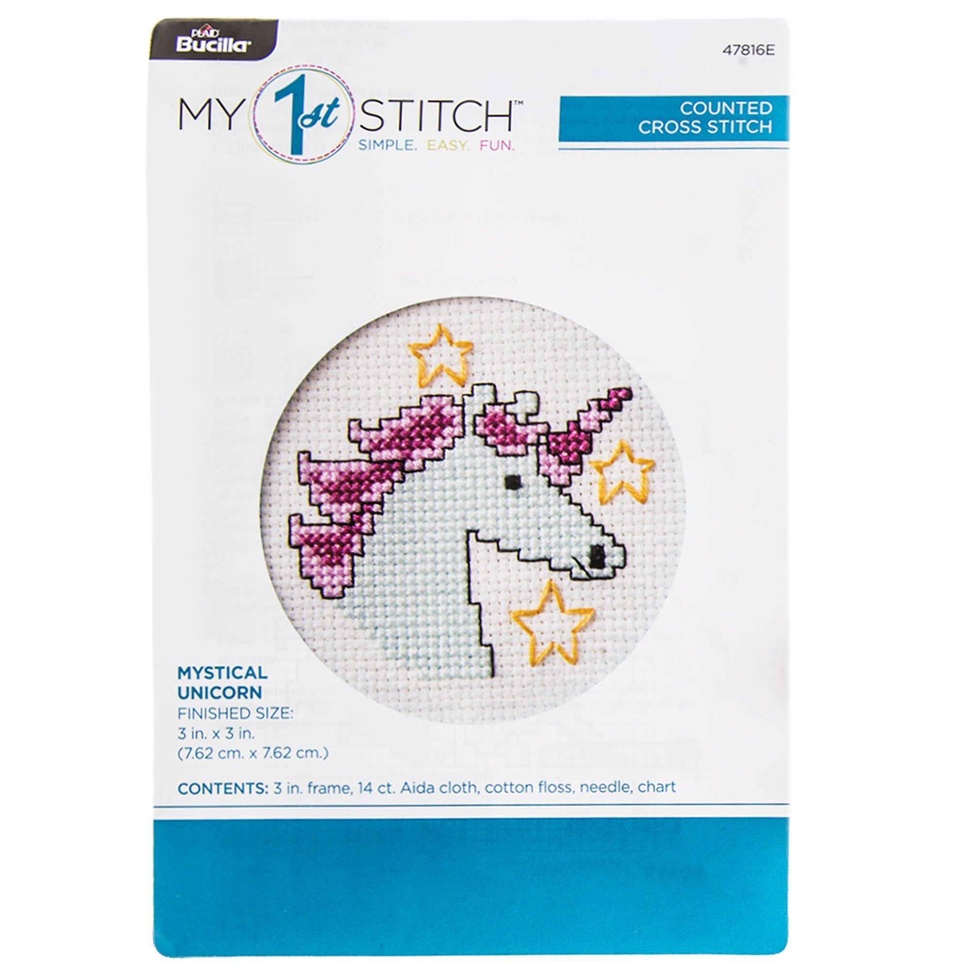 Rainbow Unicorn Cross Stitch Bookmark Kit Hand Embroidery Kit Counted  Pattern