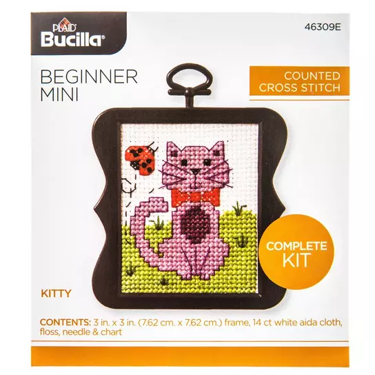 Design Works Counted Cross Stitch Kit 2 X3 -Stocking Cat W/Frame Mini (18  Count), 1 count - Ralphs