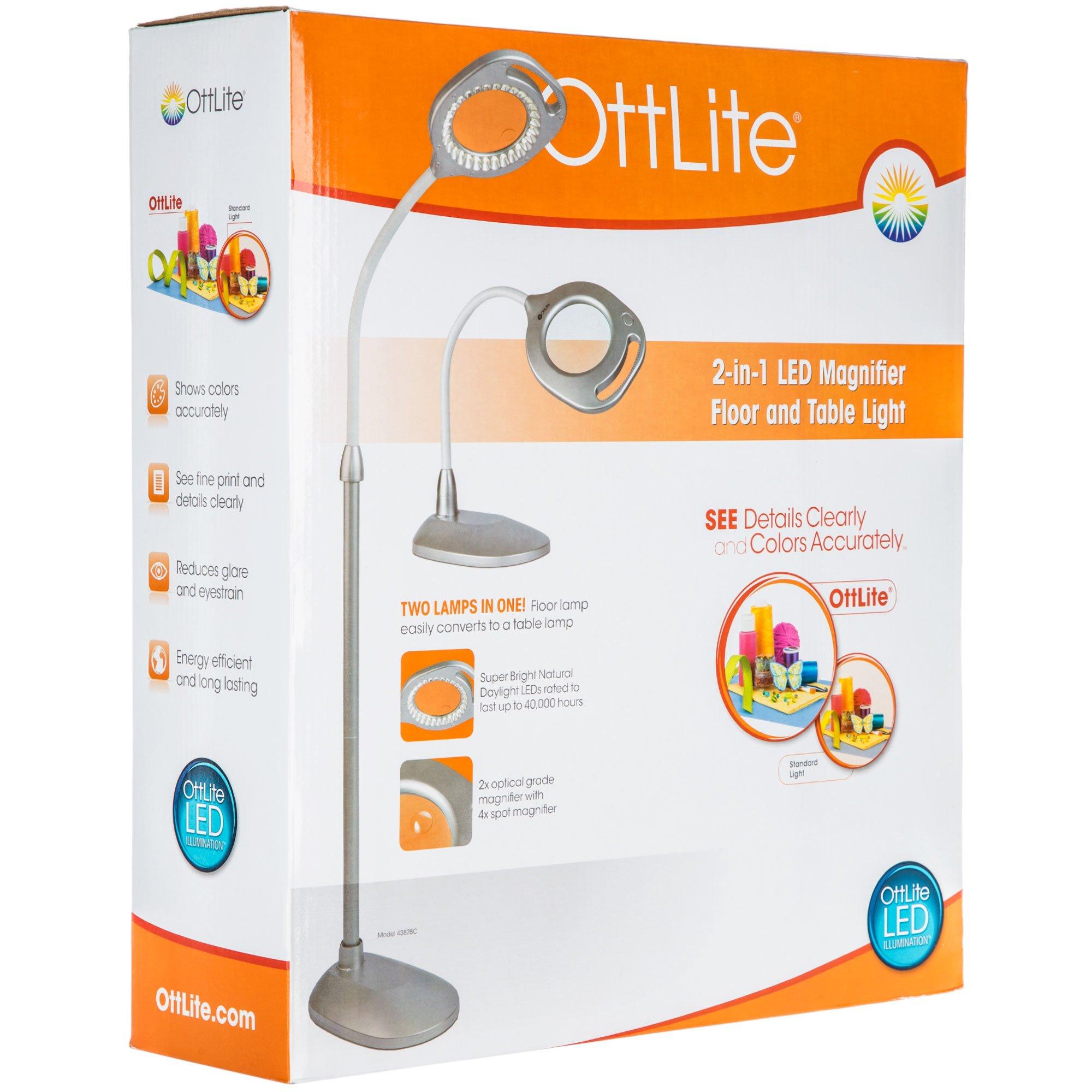 OttLite 2 In 1 LED Magnifier Floor And Table Light Adjustable