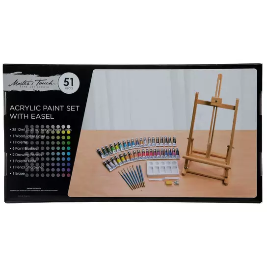 Jasart 110 Pieces Art Set With Easel, Acrylic Paints
