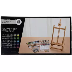 Oil Paint & Easel - 51 Piece Set