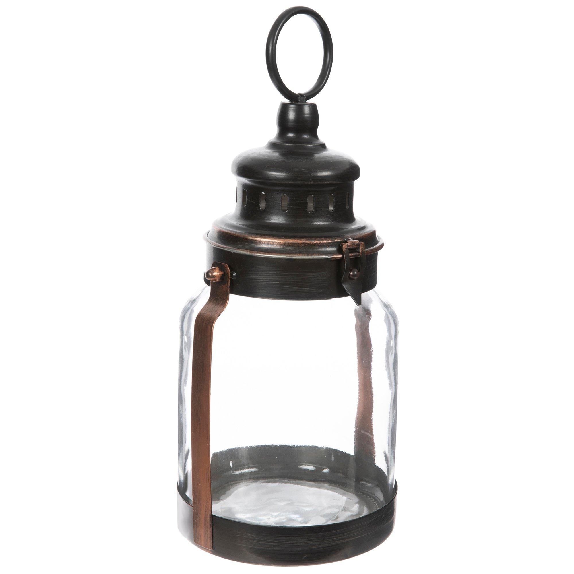 Black & Copper Round Metal Lantern view 1