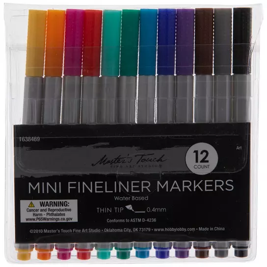 Mini Fineliner Markers - 12 Piece Set, Hobby Lobby