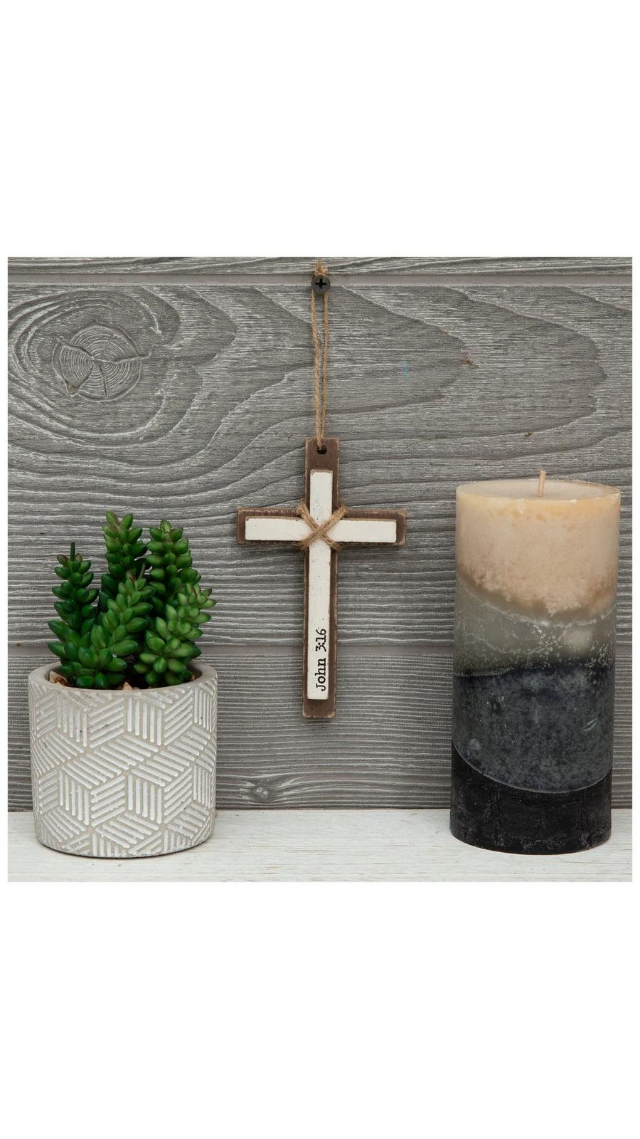 アンティーククロス ２枚付きの Koboバスケット シャビー John 3:16 Layered Wood Wall Cross | Hobby Lobby | 1648179