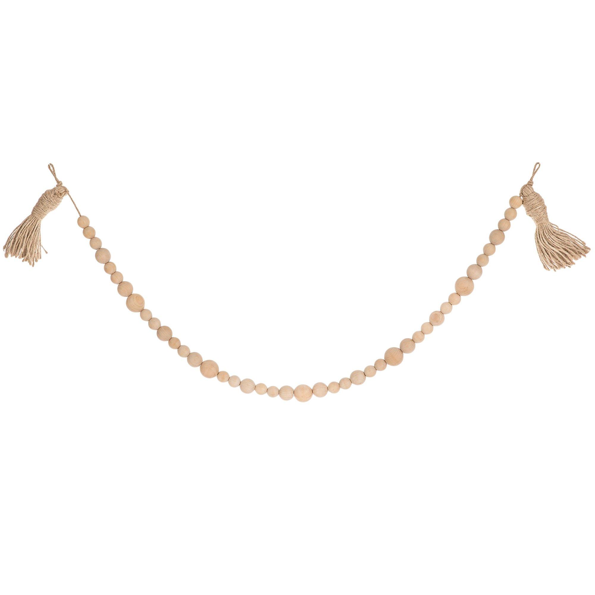 Wood Bead Garland with Tassels Hobby Lobby 1650043