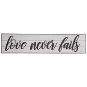 Love Never Fails Wood Wall Decor