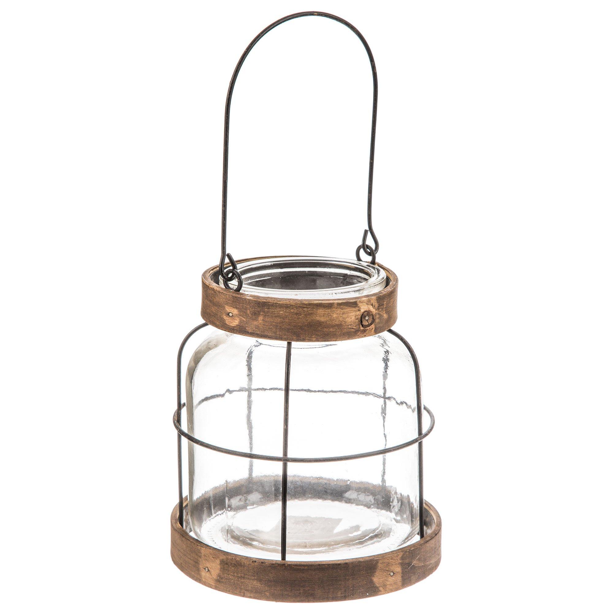 Stonebriar Indoor and Outdoor 10 Vintage Metal and Glass Candle Lantern,  Off-White 