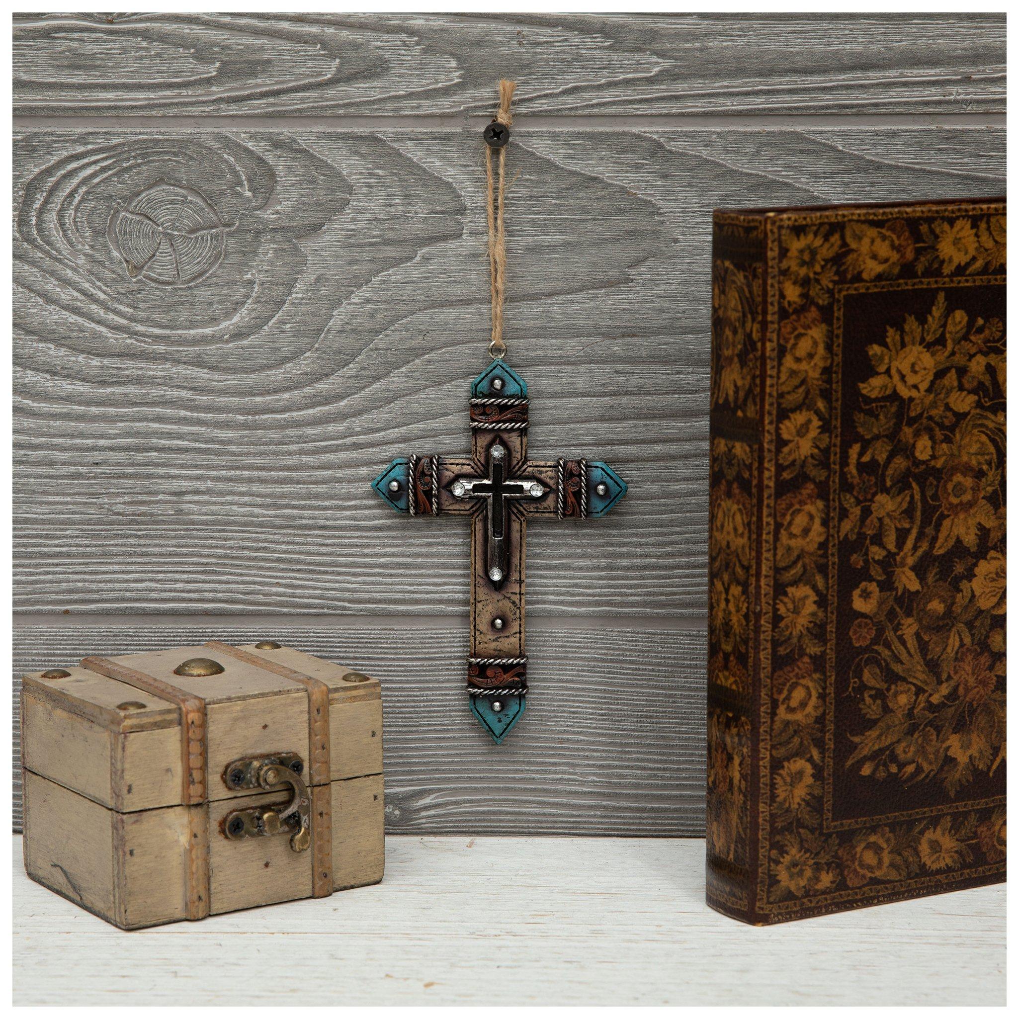 Turquoise & Tan Rhinestone Wall Cross | Hobby Lobby | 1662485