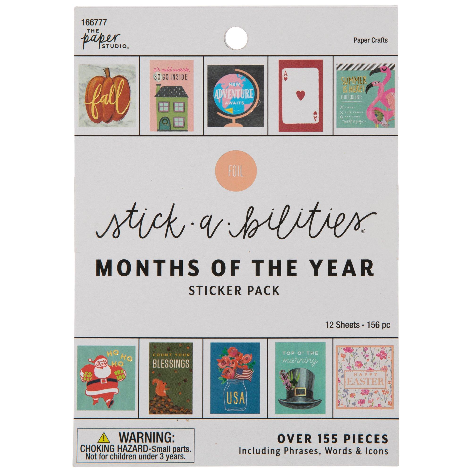 the Paper Studio, Stickabilities, Month Icon Stickers, 24 Stickers