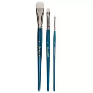 ZYAMY Creative Mark Hake Paintbrush Set 4pcs 1 inch Professional Soft White Goat Hair Stitch-Tied Brushes for Wash, Background Work,watercolor and CER