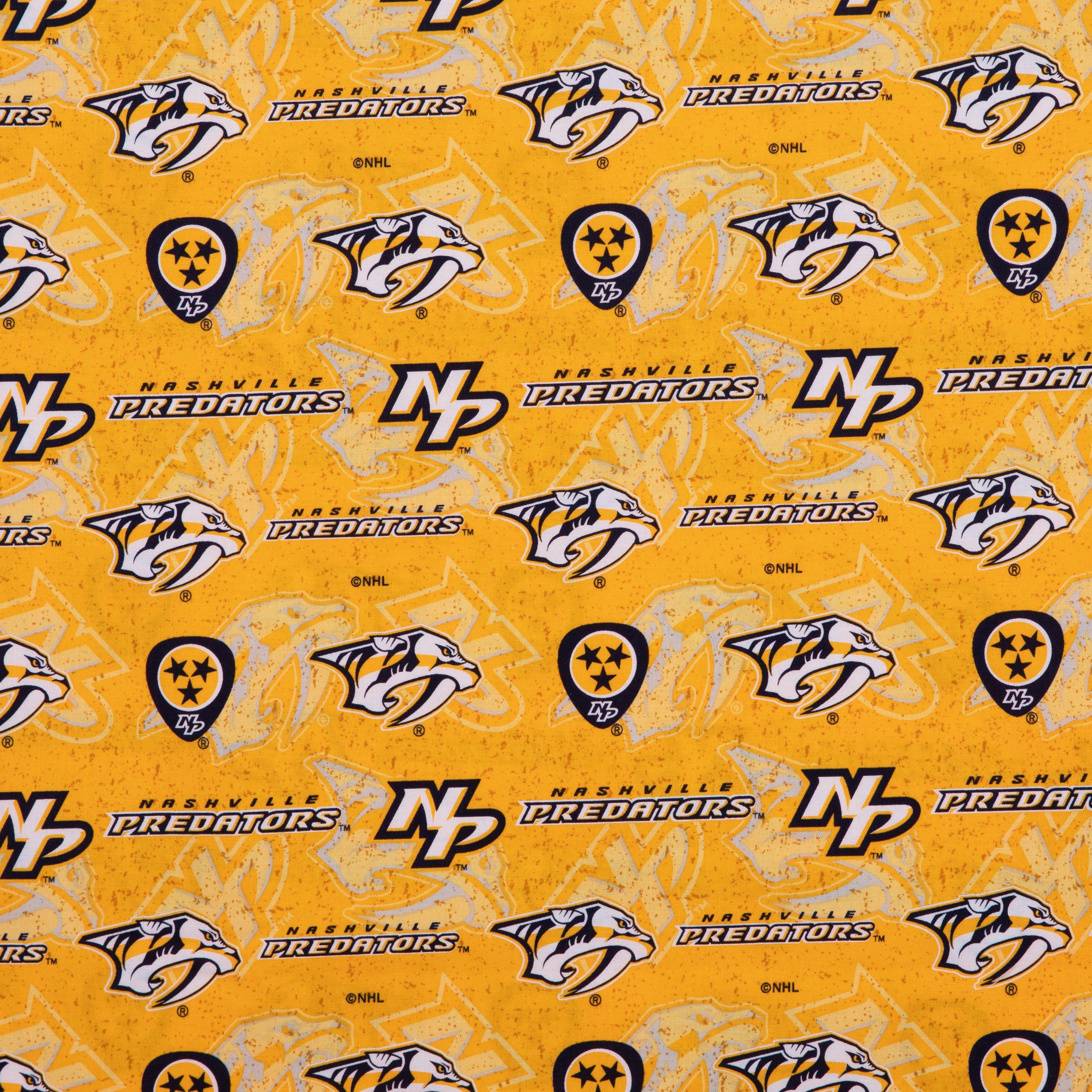 NHL NASHVILLE PREDATORS Flannel Hockey 100% cotton fabric material you  choose size licensed for Crafts, Quilts, clothing, Home Decor