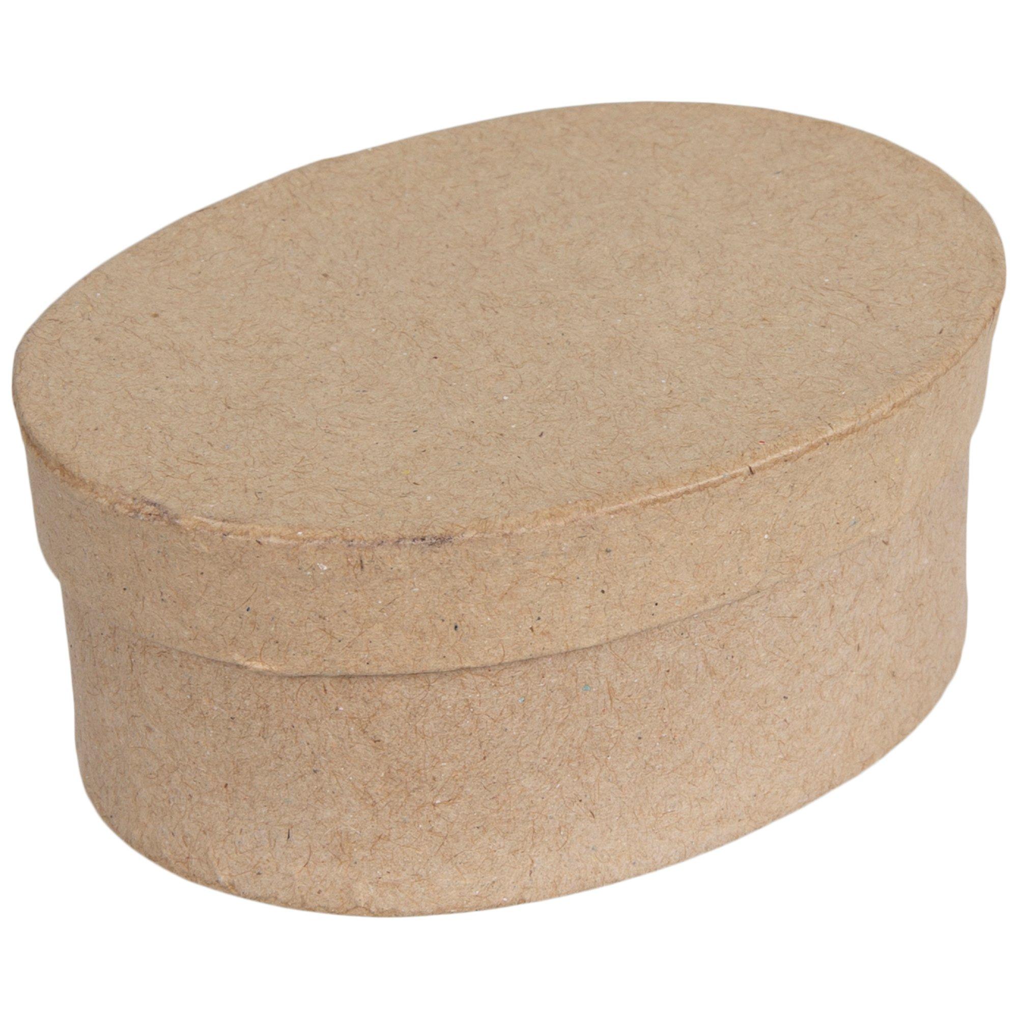 Bulk Buy of 24 Paper Mache Oval Shaped 3-1/2 Boxes with Lids