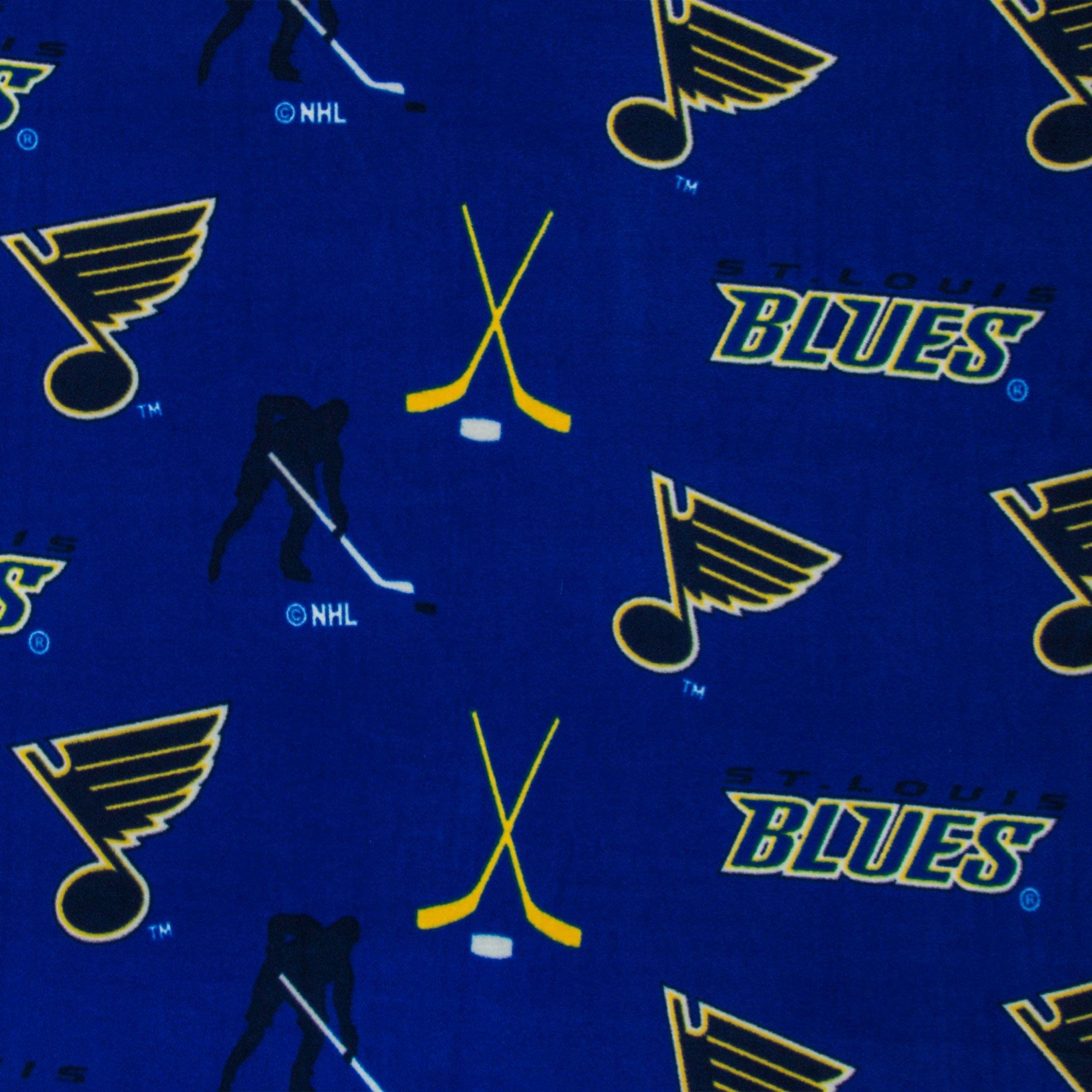 St Louis Blues Fleece Fabric with Sweater Fleece Design-Sold by the Yard