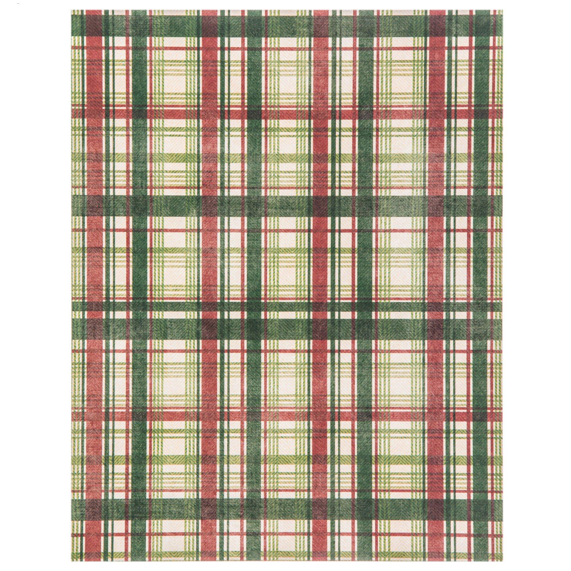 Red & Green Christmas Plaid Scrapbook Paper 8 1/2" x 11" Hobby