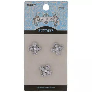 Rhinestone Flower Shank Buttons - 14mm