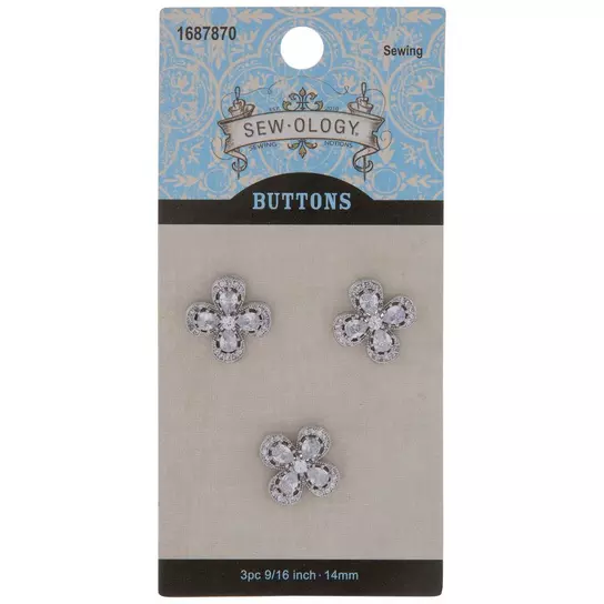 Rhinestone Flower Shank Buttons - 14mm, Hobby Lobby