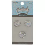 Iridescent Rhinestone Cluster Shank Buttons - 15mm