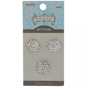 Iridescent Rhinestone Cluster Shank Buttons - 15mm