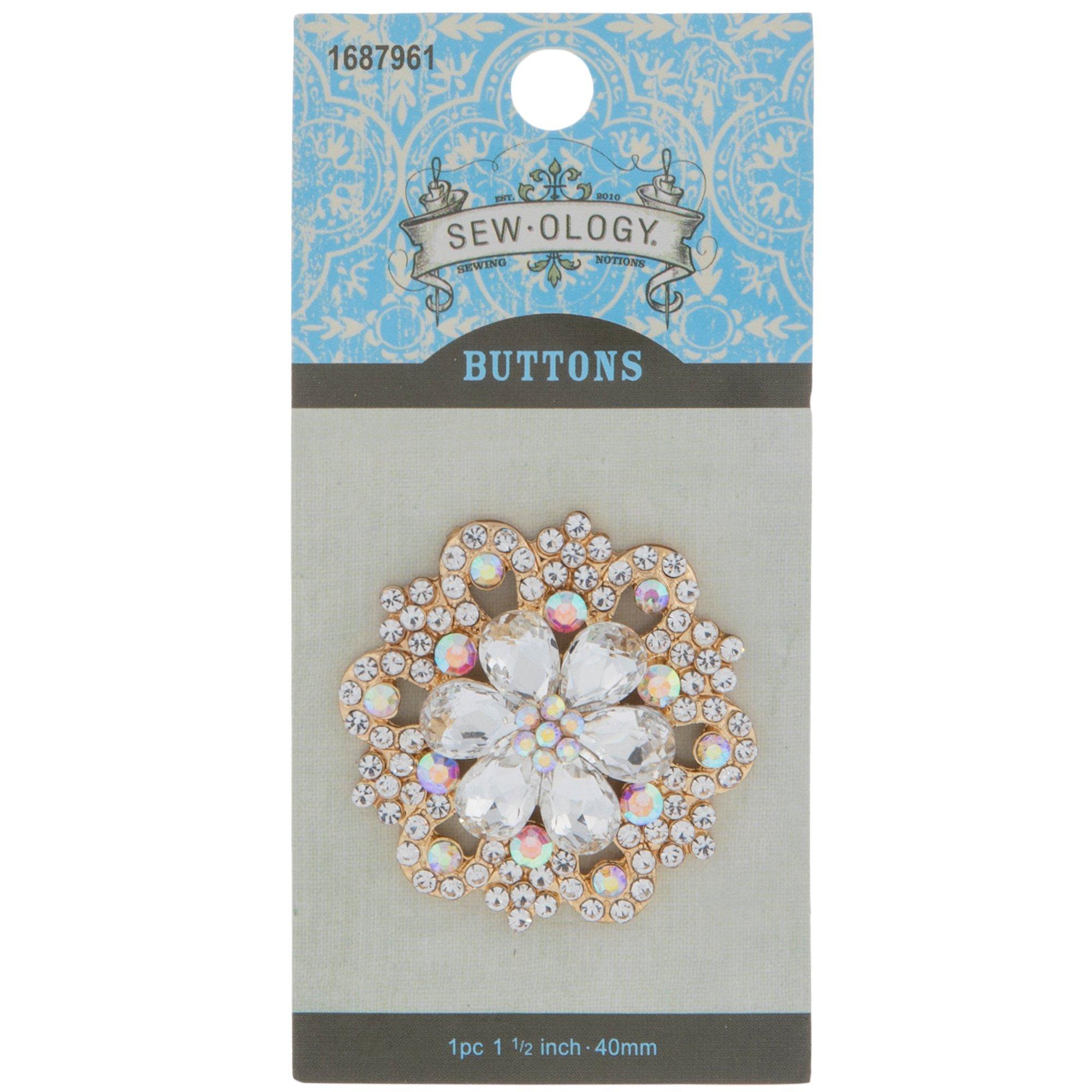 Rhinestone Flower Shank Button - 40mm | Hobby Lobby | 1687961