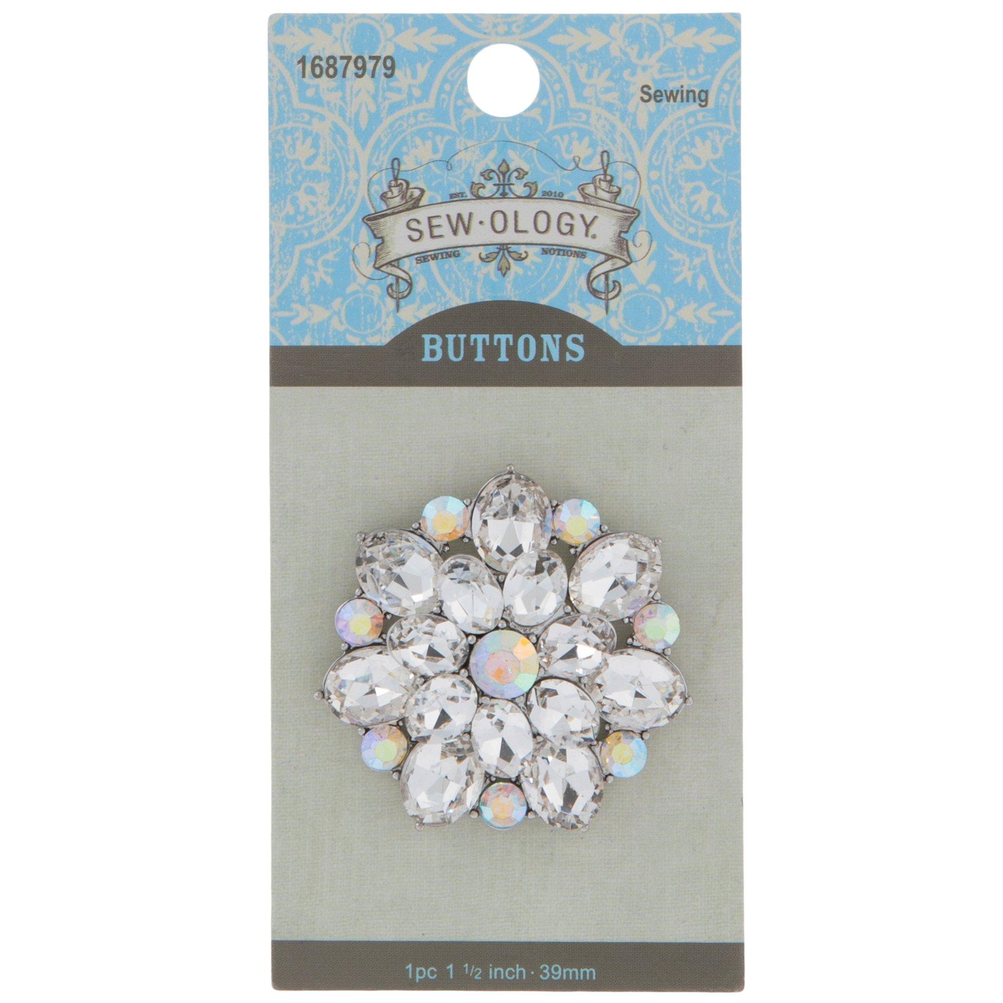 Iridescent Rhinestone Flower Button - 39mm | Hobby Lobby | 1687979