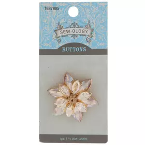 Rhinestone Flower Shank Button - 38mm