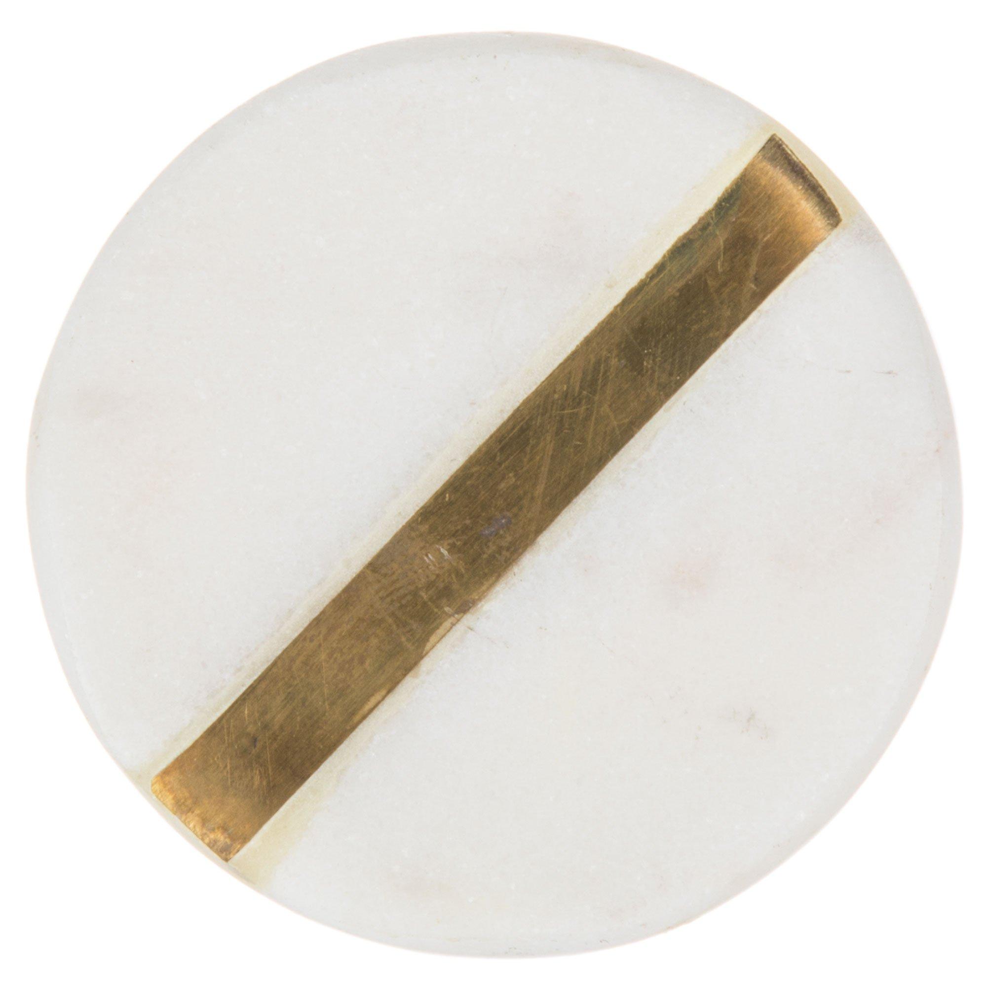 White & Brass Round Stone Knob Hobby Lobby 1705763