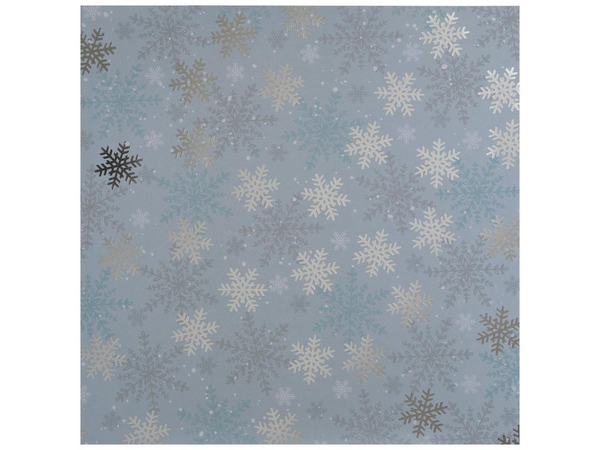 Silver Foil Snowflake Scrapbook Paper - 12