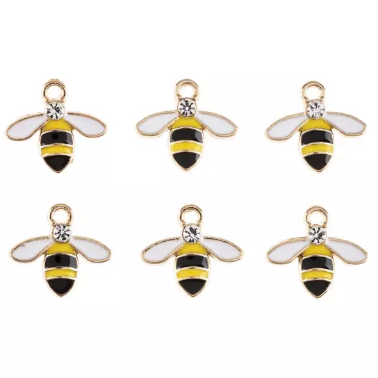 20pcs Enamel Yellow Bee Charms Rhinestone Honey Bee Pendant Charms Crafts Supplies for Jelwery Bracelet Making,Gold