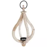 Wood Teardrop Hanging Lantern