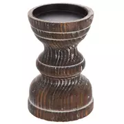 Dark Brown Wood Pedestal Candle Holder
