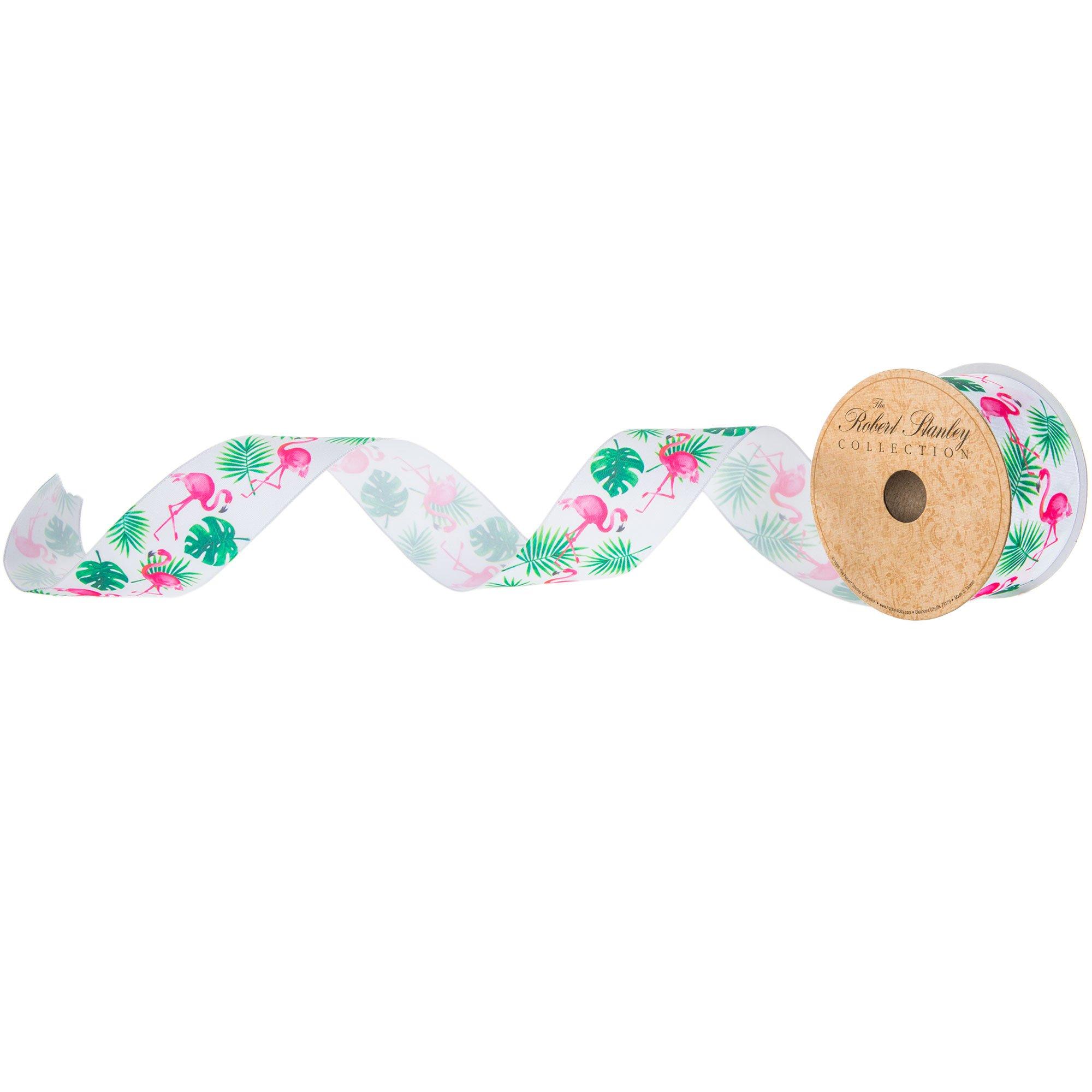 Flamingos & Palm Leaves Satin Ribbon 1 1/2" Hobby Lobby 1727874