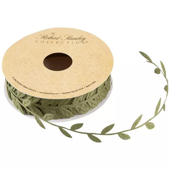 Green Leaf Cutout Ribbon - 1, Hobby Lobby