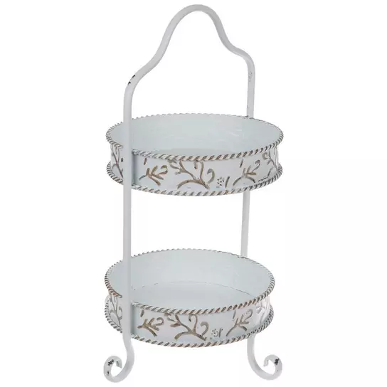 Antique White Scroll Two-Tiered Metal Tray | Hobby Lobby | 1737865