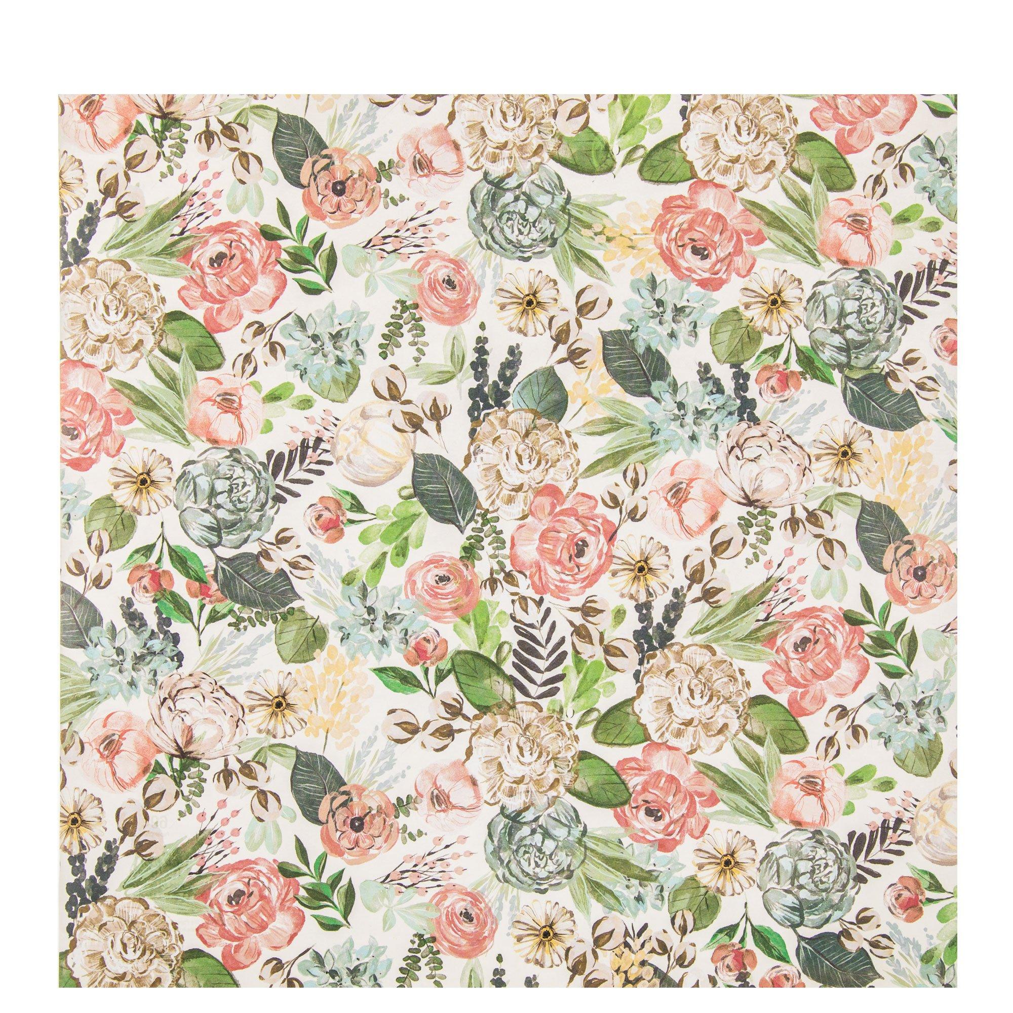 Earth Tone Floral Scrapbook Paper - 12 x 12