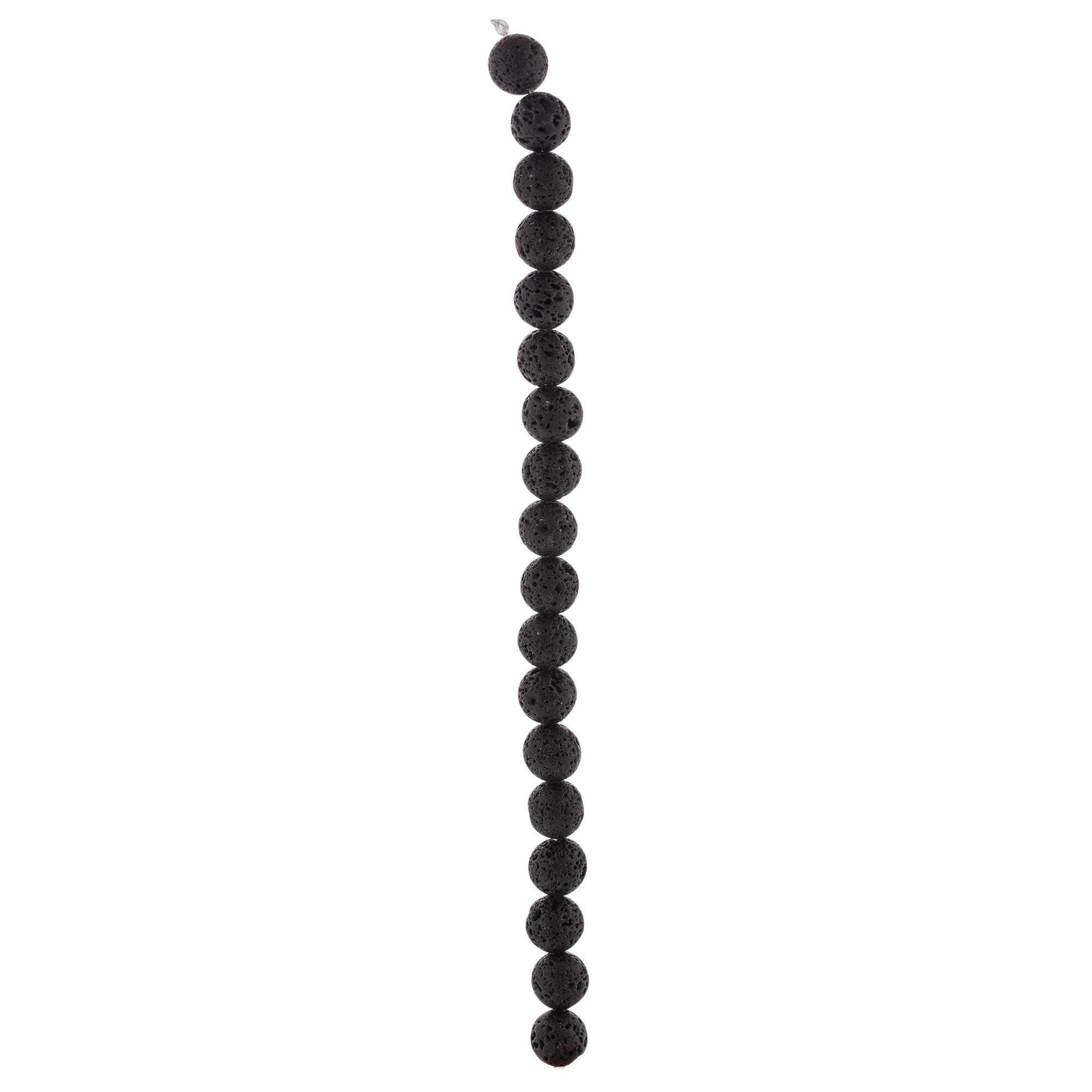 12mm Black Lava Beads 16 in Strand 15155