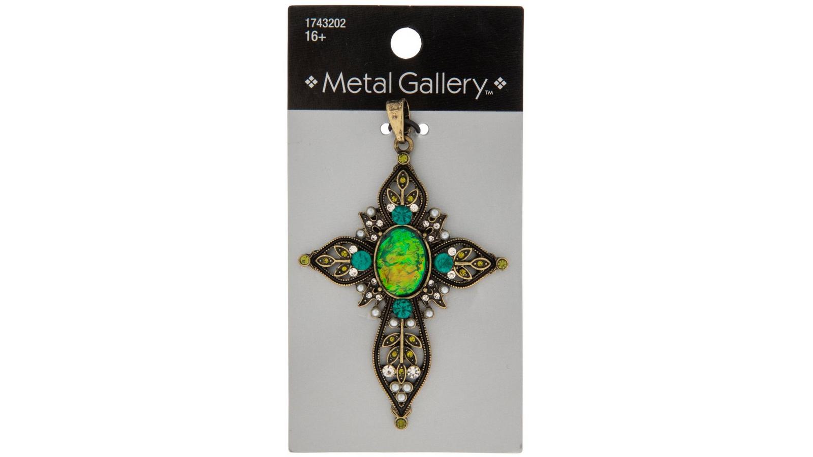 Ornate Plastic Pearl & Rhinestone Cross Pendant | Hobby Lobby