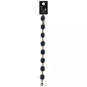 Blue Oval Rhinestone Bracelet - 7.5"